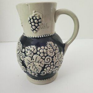 Vintage Marzi and Remy Cobalt Blue Stoneware Wine Pitcher